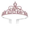 Happy Birthday Crown Letters Happy Birthday Crown Headband Crystal Tiara Hair Accessories Party Supplies