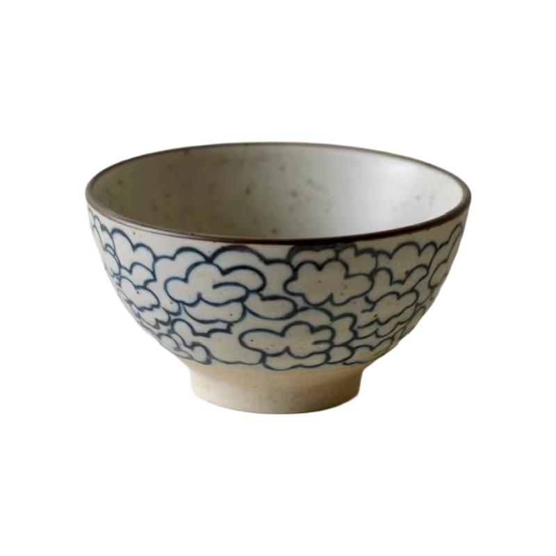 Creative Handmade Ceramic Vintage Rough Rice Bowl Dessert Breakfast Yogurt Oatmeal Party Tableware Eco-Friendly Dishwasher Safe