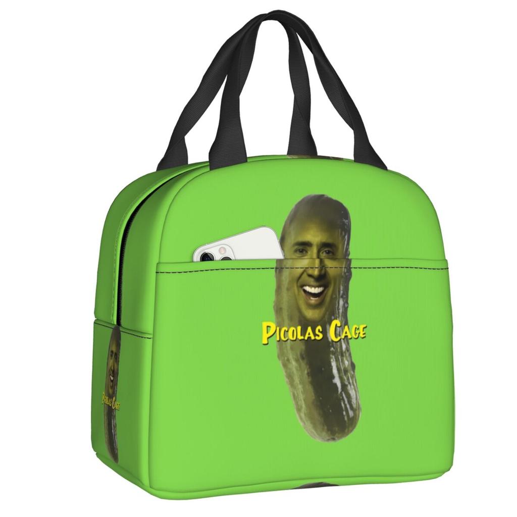 Custom Saint Nicolas Cage Insulated Lunch Bag for Camping Travel Funny Meme Waterproof Thermal Cooler Bento Box Women Children