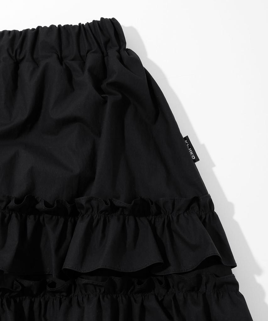 Kijiko Ke702-Frill Cancan Midi Skirt Black