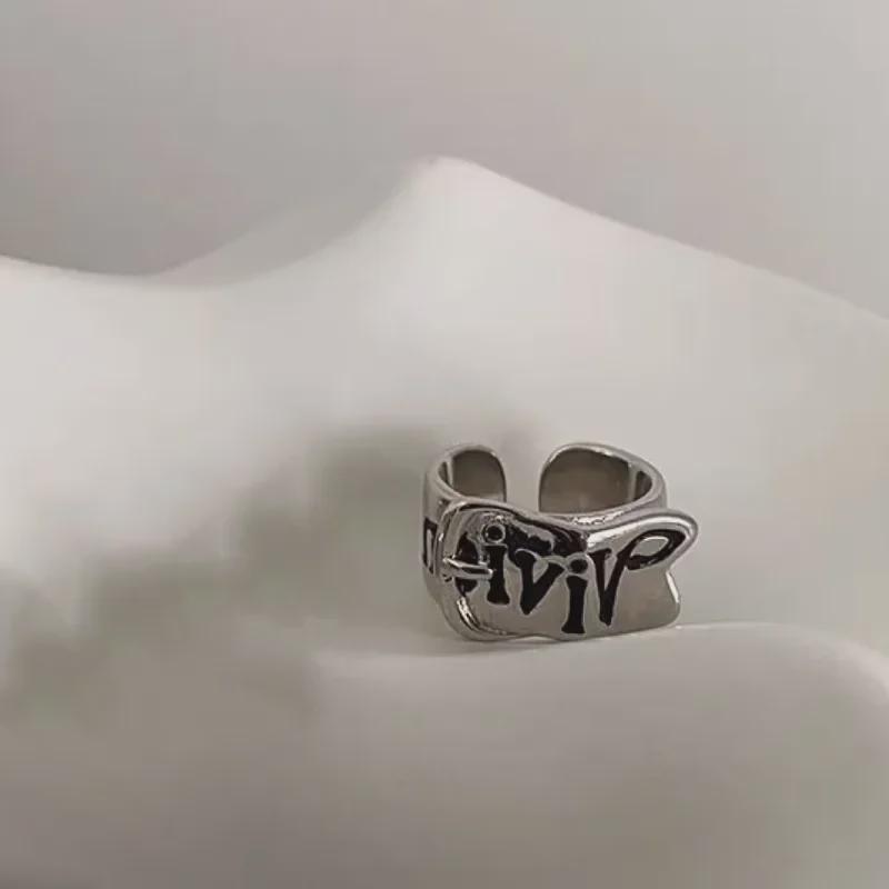 Корейское ретро нерегулярное металлическое открытое кольцо с буквами для женщин