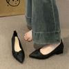 Универсальные туфли с открытым верхом, толстым каблуком, с юбочным темпераментом, женские туфли на весну и лето, новые французские вечерние, с острым носком, одинарные