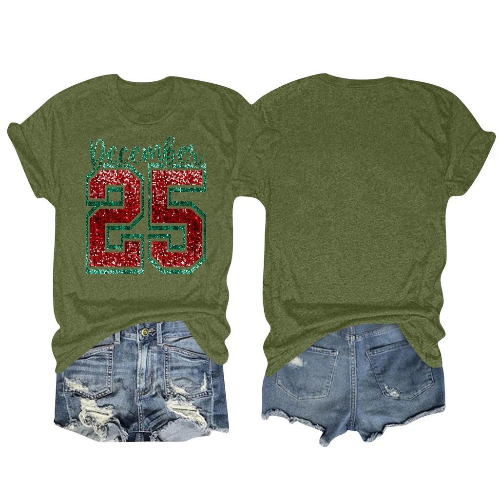 Women's Fashion Printed Round Neck Short Sleeve T-Shirt Pullover Top