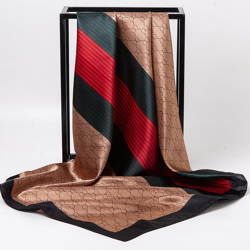 Spring/Summer New Women'S Silk Scarf 90 * 90cm Simulated Silk Twill Square Scarf Fashion Printed Large Square Scarf Professional Scarf