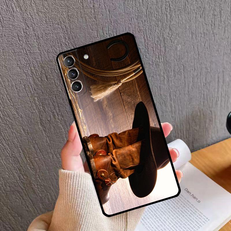 Ковбойские Сапоги Ковбойская Шляпа Чехол для Телефона Для Samsung Galaxy S25 S26 Ultra S20 S21 S22 S23 S24 S10 Plus S24 FE S25 FE Чехол
