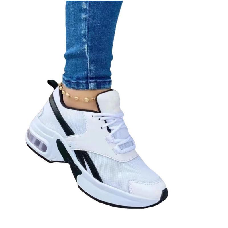 Новые модные туфли с низким верхом, с круглым носком, со средним каблуком, сетчатые повседневные спортивные туфли, женские одинарные туфли большого размера