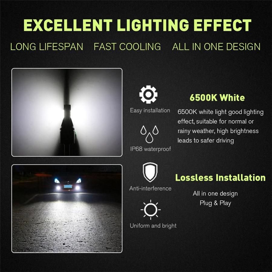2Pcs 80W H1 LED Light Bulbs For Car DRL Daytime Driving Fog Lights 6000K White