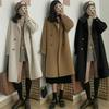 Hepburn-Style Wool Coat: 2023 Autumn/Winter Korean Edition, Loose Quilted, Thickened, Small Size, Women's Mid-Length