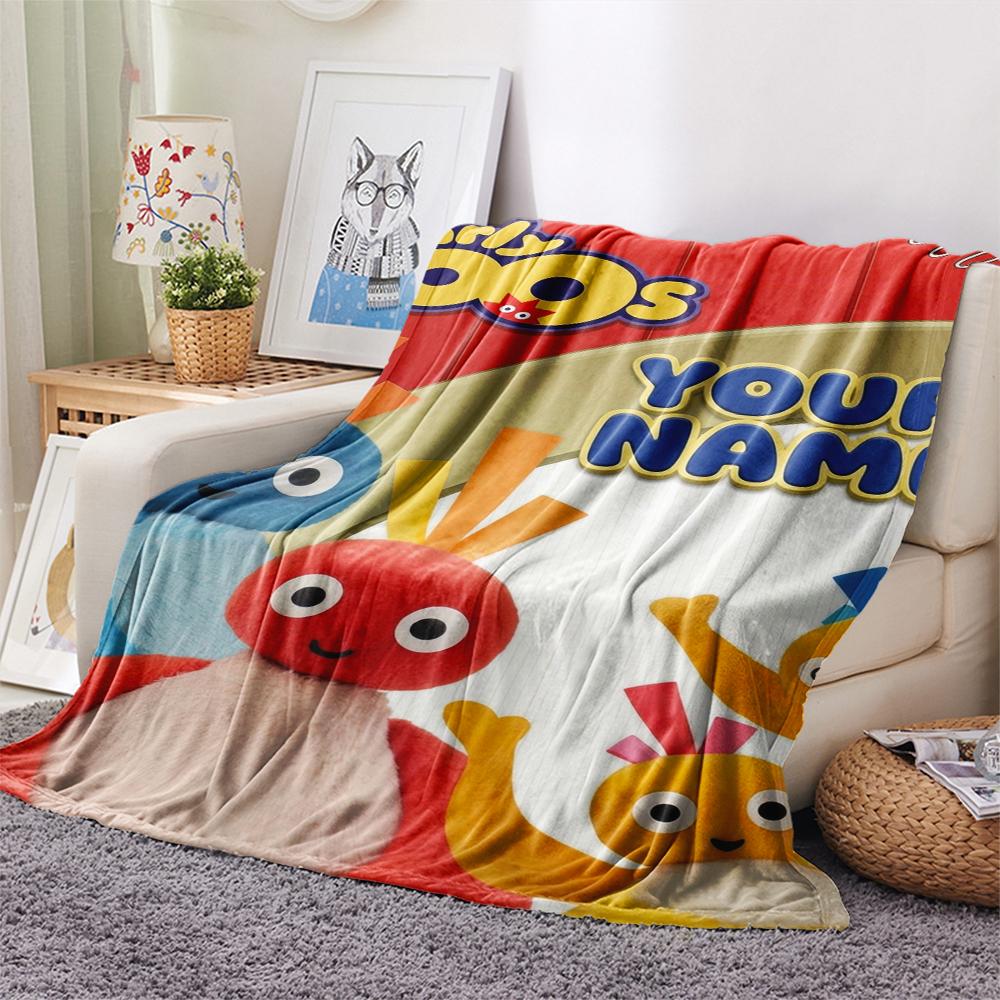 1PC Custom Name Twirlywoos Patterned Flannel Blanket Suitable For All Seasons for Home Decor Warmth and Comfort Gifts Holiday Present_xia