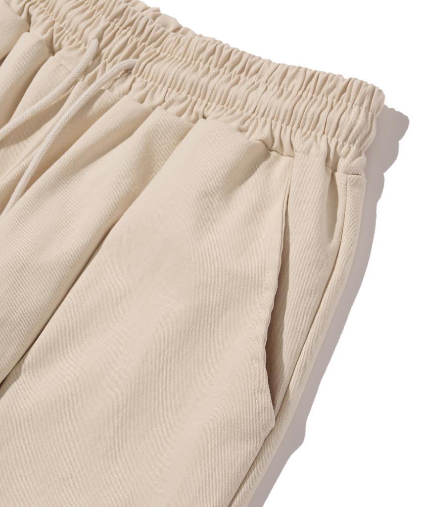 CARGOBROS Wide Cotton Elastic Waist Pants (Ivory)