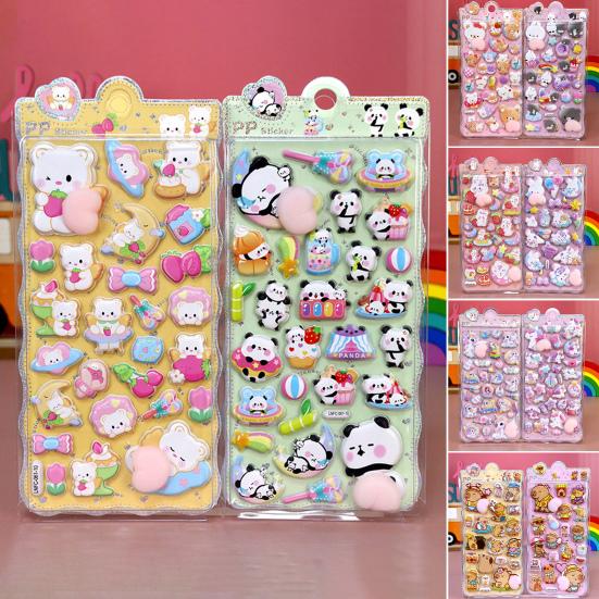 3D Пухлые Наклейки Панда Кролик Медведь Животное Сквиши Наклейки для Детей Милые Наклейки Пузырьки для Поделок Декор для Чехла Телефона