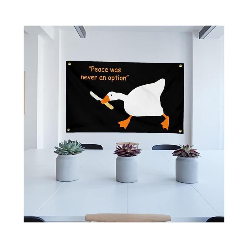 VIKAMA Peace Is Never An Option Goose Flag Tapestry Room Dorm Decor Fun Living Room Wall Hanging Home Decor