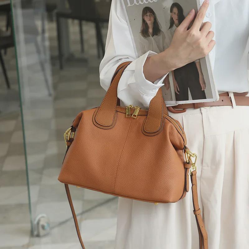2025 Fashionable Large-Capacity Genuine Leather Crossbody Bag - Stylish Women's Handheld & Shoulder Design