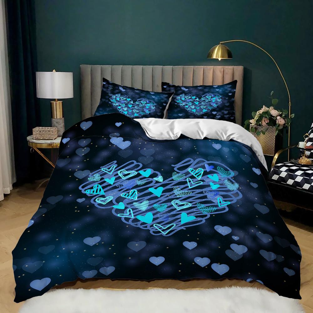 Комплект постельного белья Love Heart Duvet Cover Set King Queen Twin Size Romance Wedding Heart Shaped SoulMate Polyester Bed Set для женщин и пар