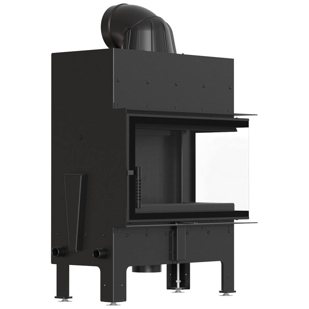 Corner fireplace KRATKI FLOKI right 10kW Ø200 black closing installation kit