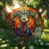 Angel Glass Wind Spinner – 3D Rotating Heart Suncatcher with Metal Wind Chimes, Christian Love Decor for Garden