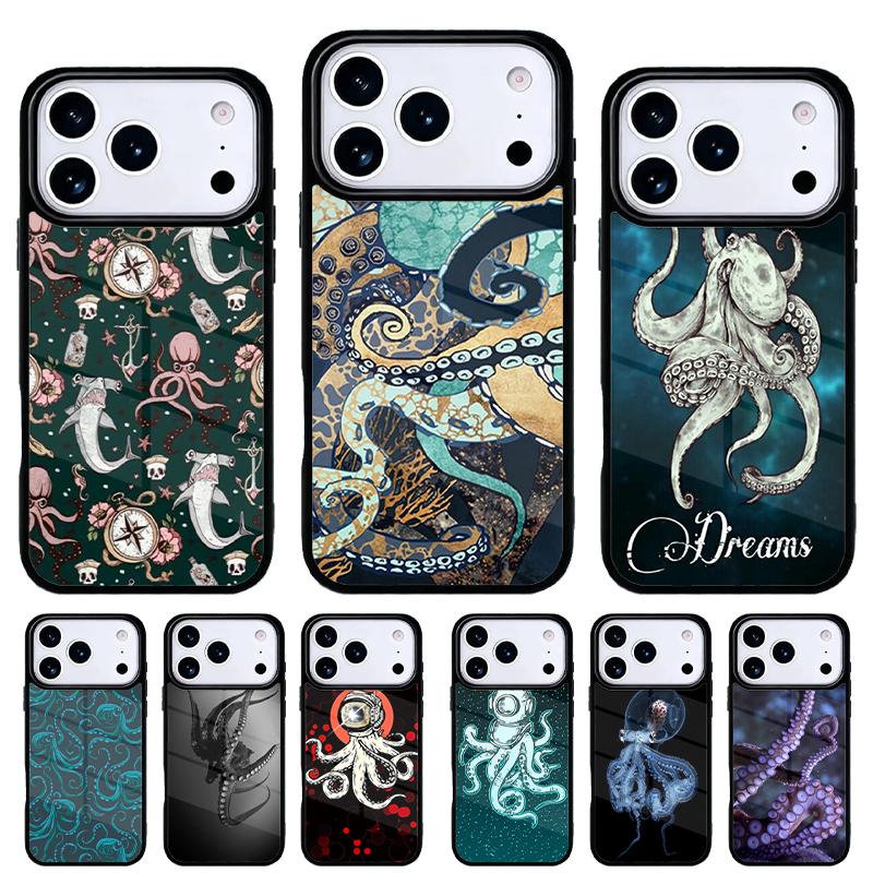 Морские обитатели Осьминог Мягкий чехол для телефона для iPhone 17 16 15 14 13 Pro Max Задняя крышка для 12 11 Pro Coque