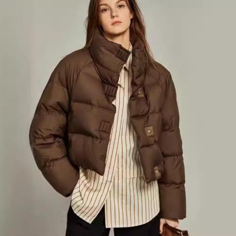 2024 новая зимняя одежда женская куртка кофейного цвета с хлопковой подкладкой короткая корейская версия утолщенная одежда с хлопковой подкладкой