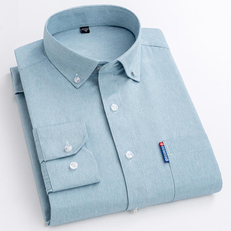 Men's Business Casual Striped Long-Sleeve Shirt - Simple and Fashionable