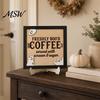 Solid Wood Festive Plaque Halloween Wooden Coffee Photo Frame, Retro Distressed Sign for Witch Decor Countertop Decor, Rustic Autumn Holiday Ornament