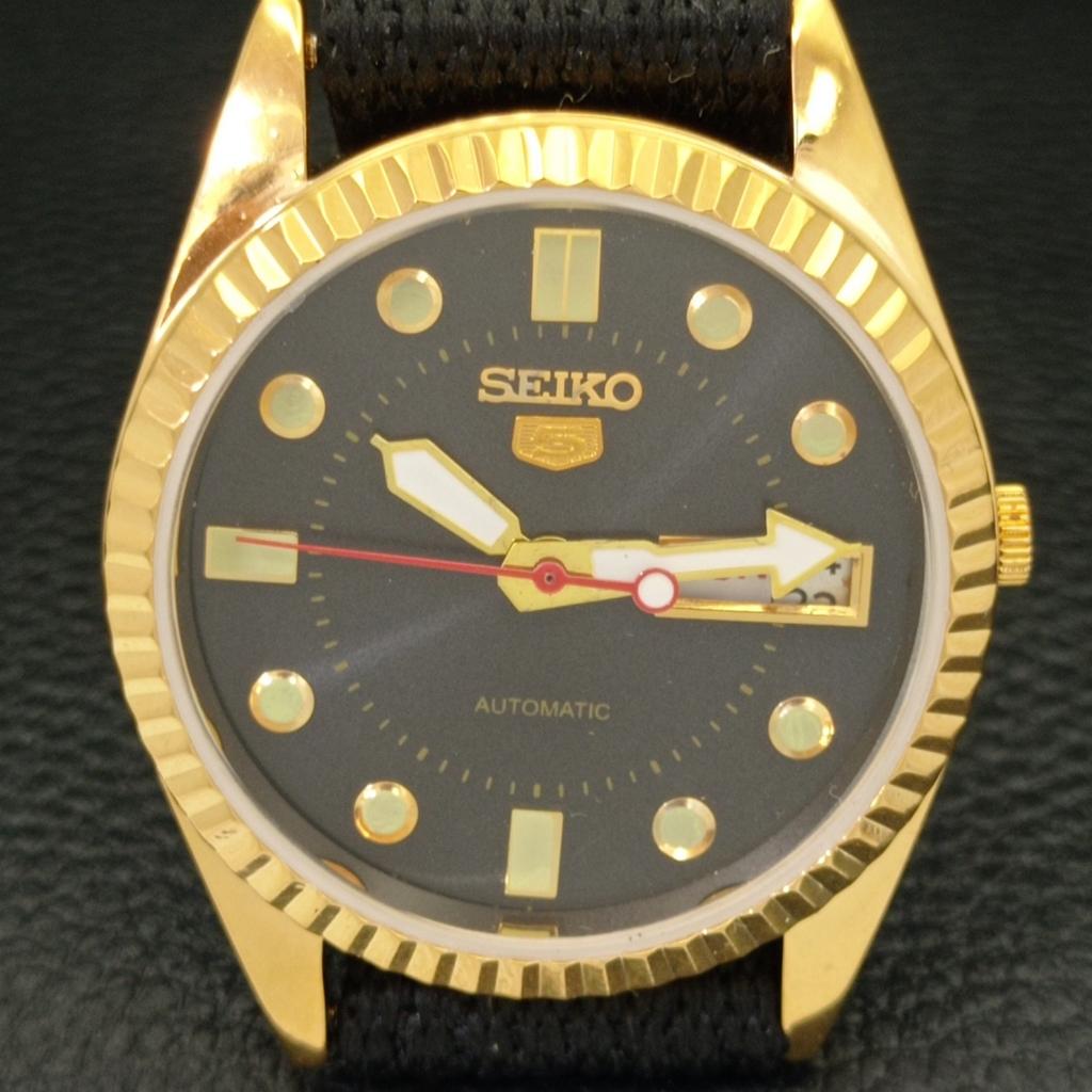 REFURBISHED VINTAGE SEIKO 5 AUTOMATIC JAPAN MENS BLACK DIAL WATCH a434407-2