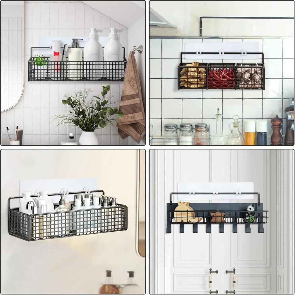 Shower Caddy Adhesive Replacement, 4 Pack Strong Adhesive Hooks, Water-Proof Shower Strips, No Drilling Sticky Pads for Corner Shelf Basket, Bathroom