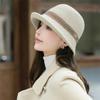 Fashionable bucket hat, Korean-style wool fisherman hat for women, Japanese-style artistic knitted bucket hat, versatile autumn and winter hat with