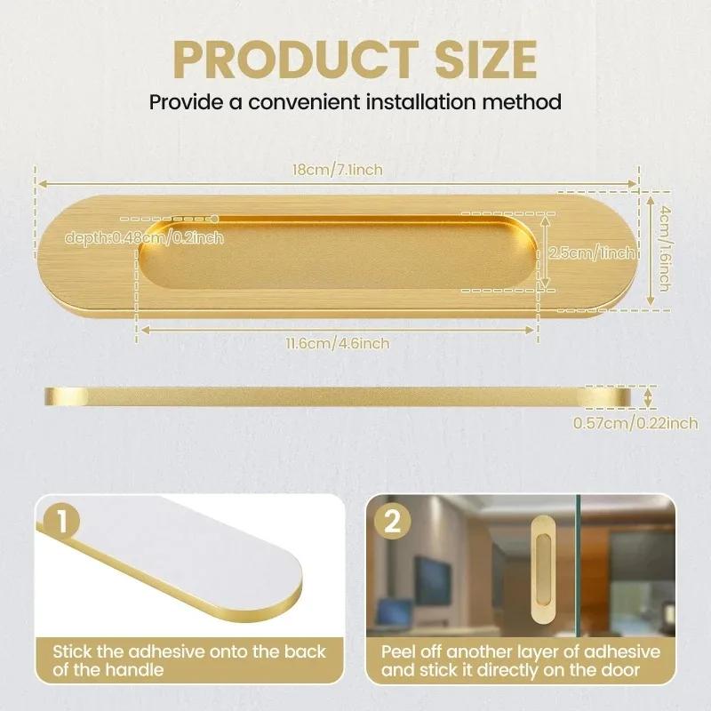 4Pcs Sliding Door Hardware Handle Door Knobs,Self-adhesive Pulls for Kitchen Cabinet Window Glass, No Punching Furniture