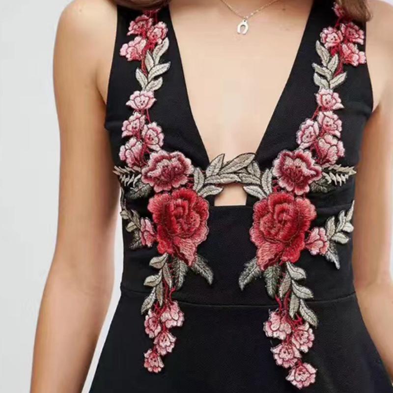 Нашивка с цветком красной розы, пришитая к тканевому значку, вышитая цветочная аппликация, декоративные нашивки для скрапбукинга