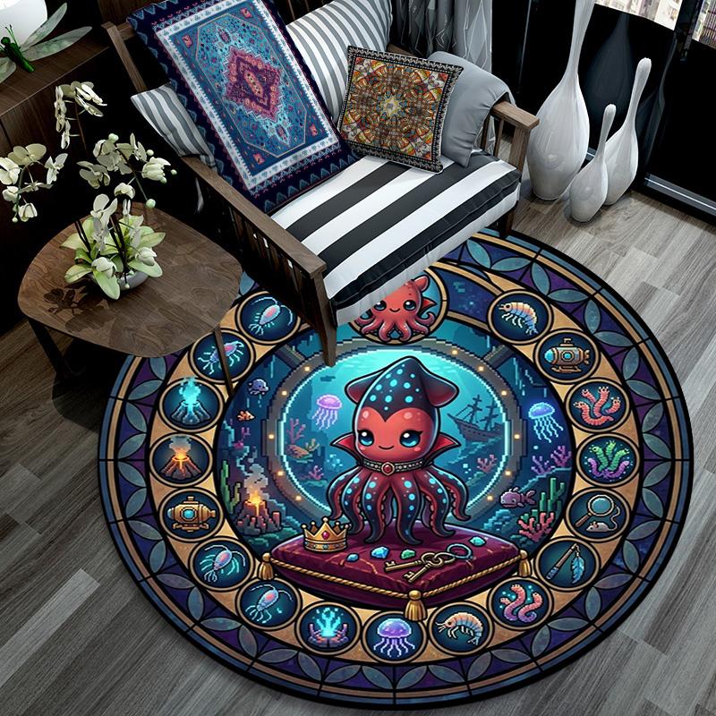 Undersea Kingdom Round Area Rug Under Office Chairs Bedroom Living Room Home Decor