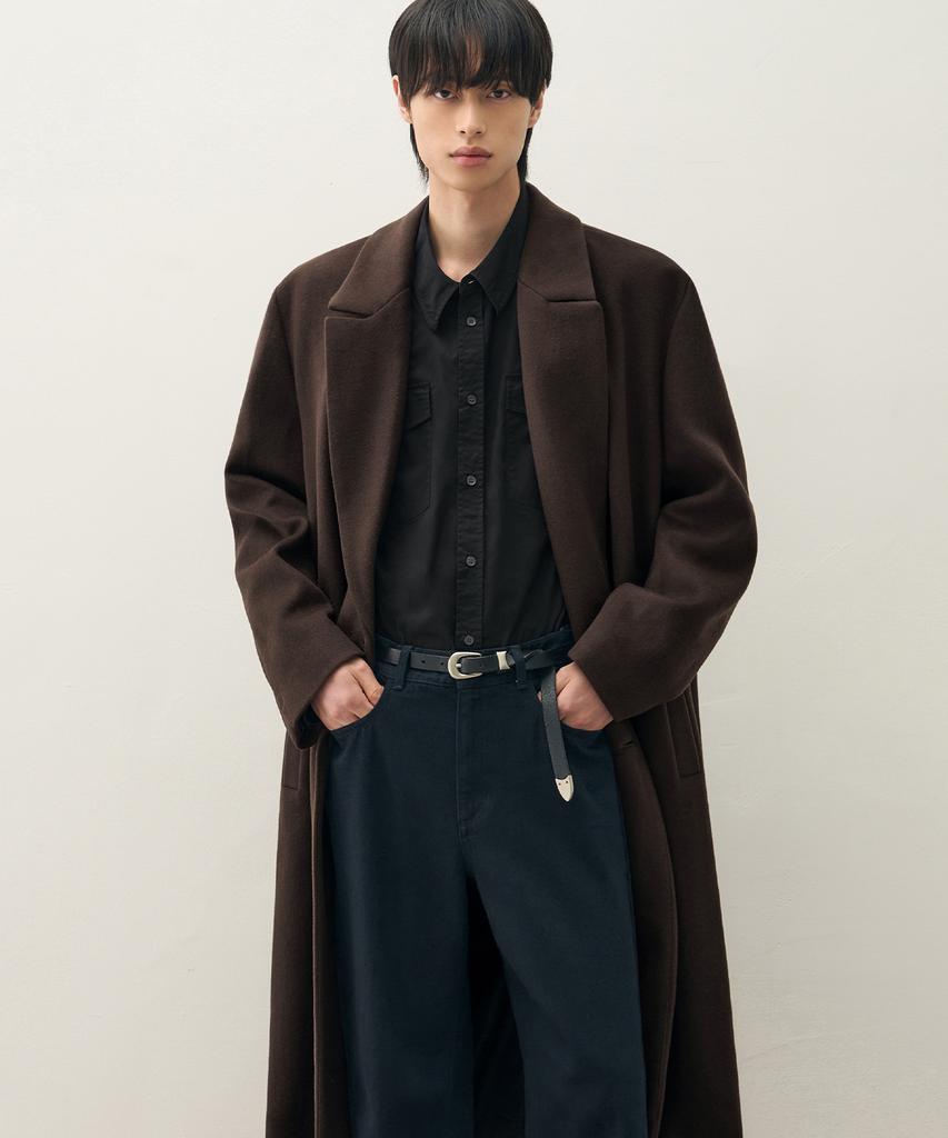 Draw Fit Premier Pure Cashmere Robe Double Coat [Chestnut Brown]