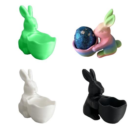 Пасхальная конфетница в виде пасхального кролика, напечатанная на 3D-принтере, блюдо для закусок в виде кролика, декоративная десертная ваза для орехов для пасхальной вечеринки, настольный домашний декор