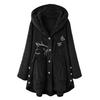 Women Winter Coat Thick Warm Thermal Long Sleeves Buttons Plush Butterflies Cozy Cat Pattern Winter Hoodie Coat for Outdoor