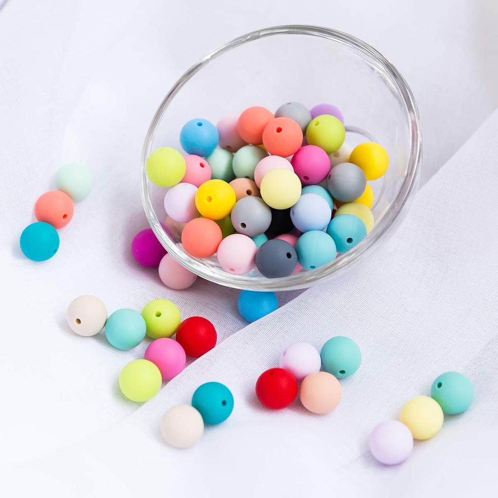 Силиконовые смешанные круглые шарики Promise Babe, можно стерилизовать, аксессуары для рукоделия, товары для рукоделия, бусины, цвета, 15 мм/100 штук, бусины, силикон,