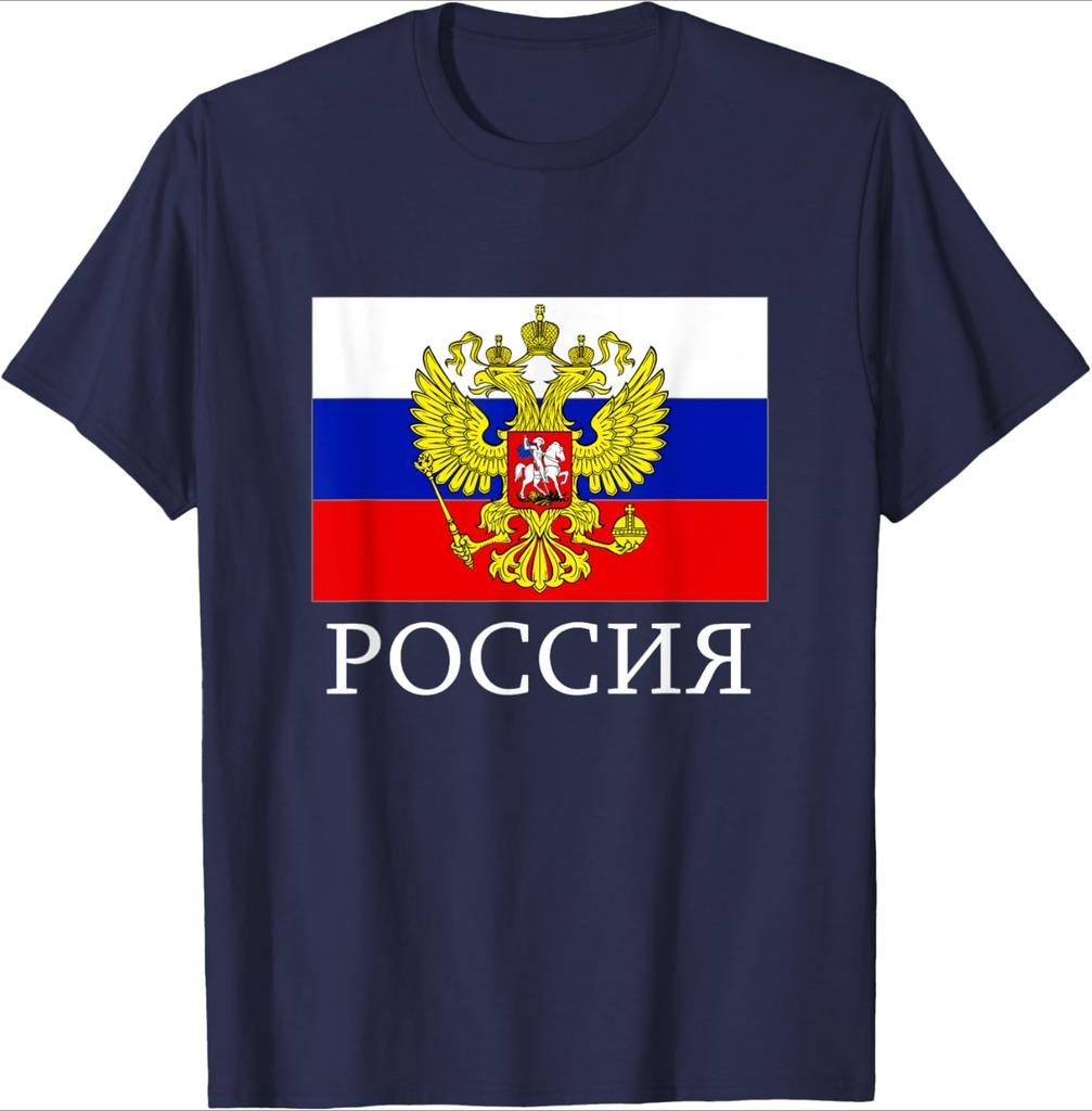 Russia Flag Emblem Russian Federation Eastern Europe Nation design100 cotton Oneck short sleeve printed mens Tshirt