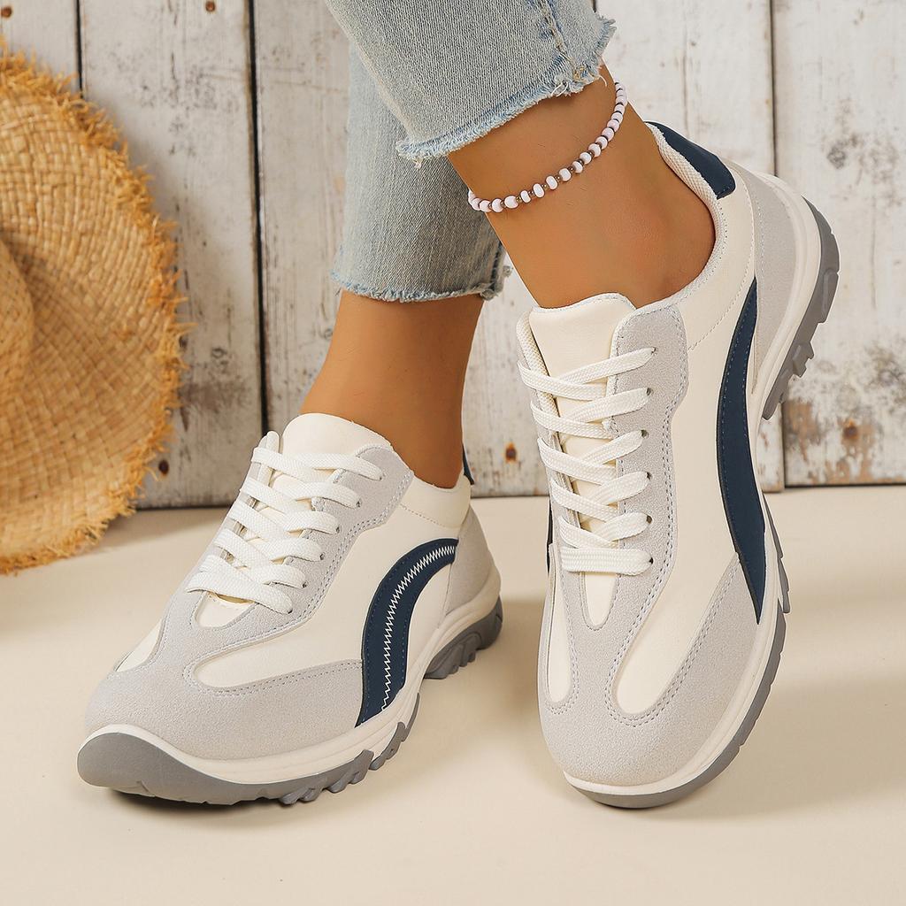 Foreign Trade Large Size Versatile Dad Shoes Women's Spring and Autumn New Color Matching Breathable Flat-bottom Sports Shoes Casual Little White Shoe