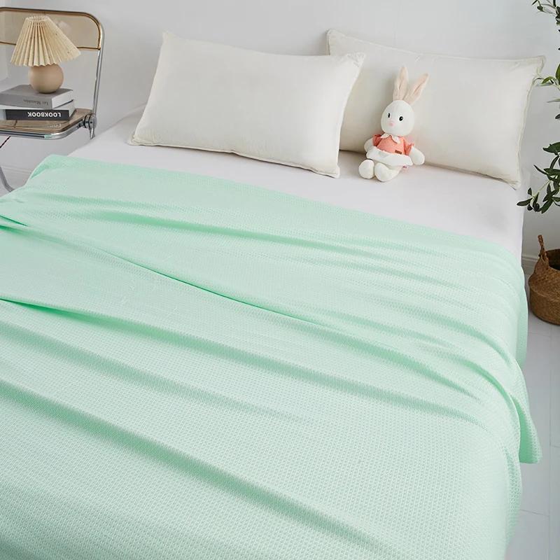 100% Bamboo Fiber Summer Blanket Pure Natural Plant Cooling Quilt Thin Air Condition Comforter Diamond Grid Lightweight Duvet