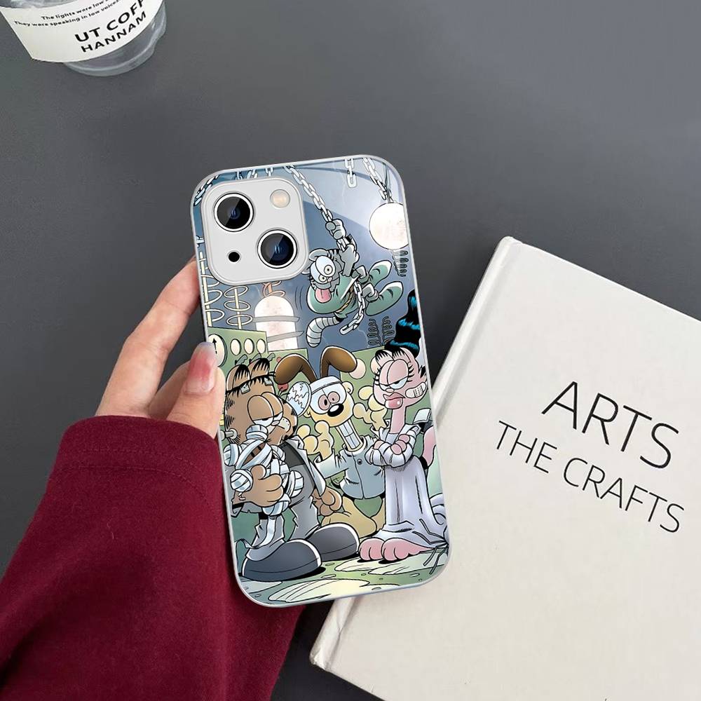 Kawaii Classic G-garfields Cat Tempered Glass For Iphone 14 13 12 11 Pro Mini XS MAX 14Plus X XS XR Cover