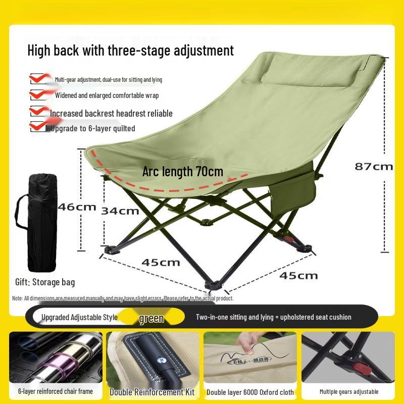 ZISIZ Portable Reclining Chair with High Back and Headrest