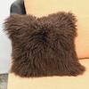 Luxury Genuine Mongolian Lamb Fur Woven Cushion Cover Tan Sheepskin Decorative Throw Pillow European-American Style Solid