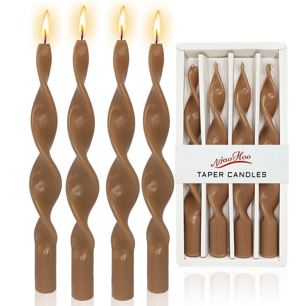 10inch Spiral Taper Candles Twisted Halloween Candlesticks Unscented Tapered Candles for Dinner Home Decor Party Wedding, 4 Pcs