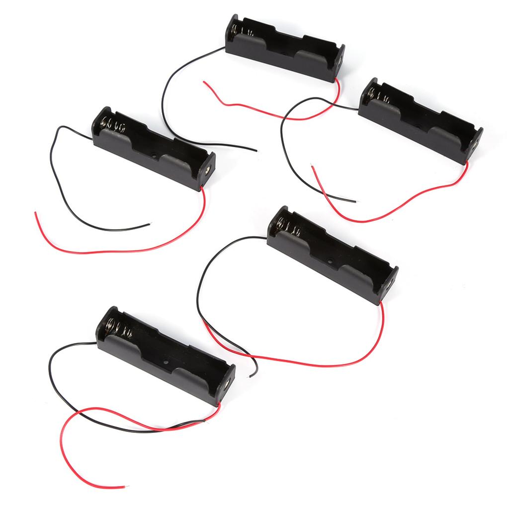 5pcs Plastic Battery Holder Storage Box Case for 1x 18650 Battery With Wire Leads