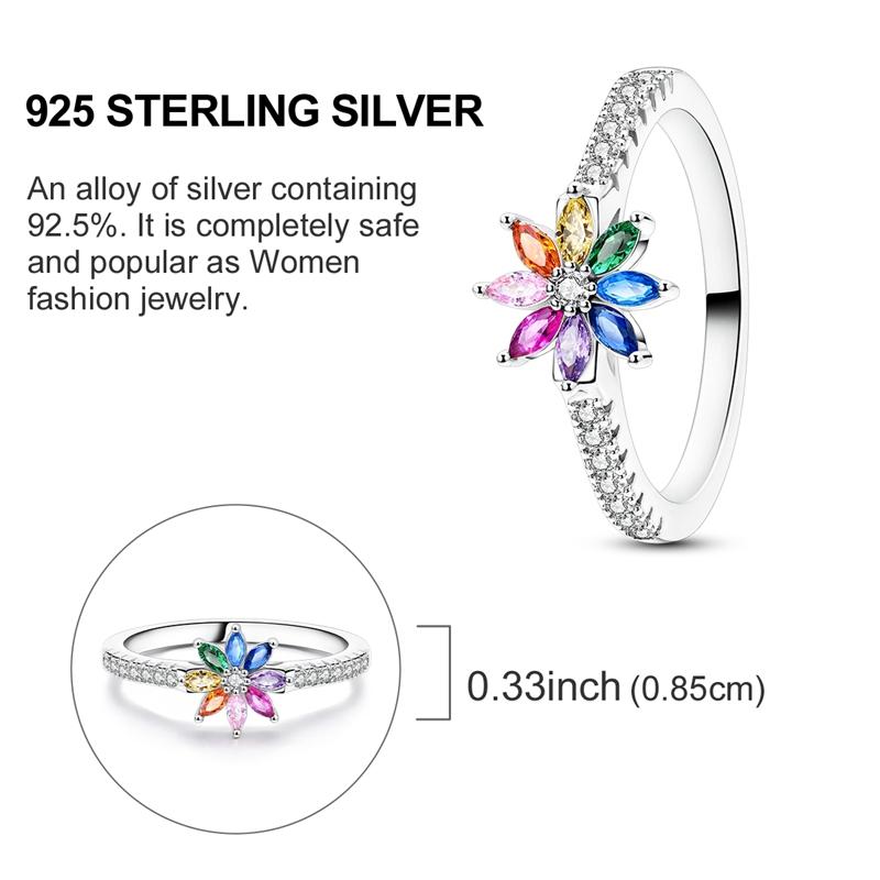 Original Rings 925 Silver Simple Sparkling Heart Bow Dragon Firefly Star Moon Ring for Women Girls Wedding Jewelry Gift