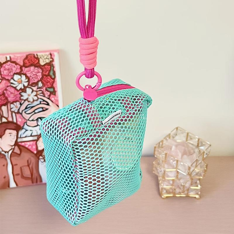 Стильная легкая сетчатая косметичка, переносная квадратная косметичка с застежкой-молнией, многоцелевая сумка для хранения всякой всячины