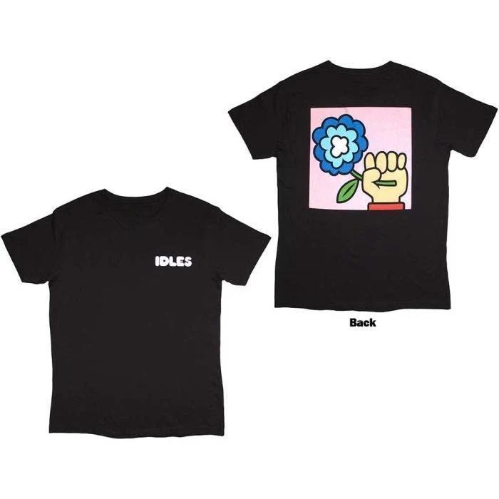 Idles Scattered Floral Letters Print Cotton TShirt Punk Rock Band Unisex Short Sleeve Tee