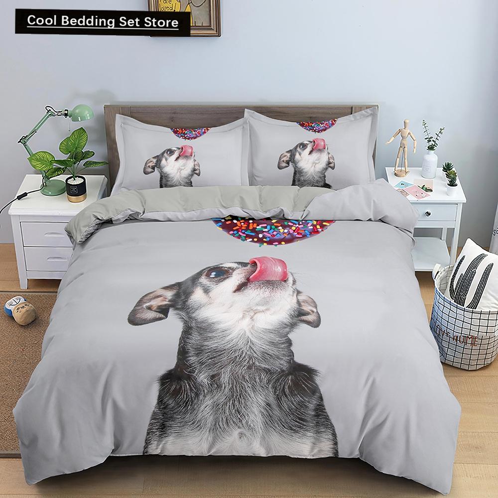 Animal Dog Duvet Cover King Queen Size Kids Cute Pet Puppy Them Bedding Set Corgi Golden Retriever 2/3pcs Polyester Quilt Cover