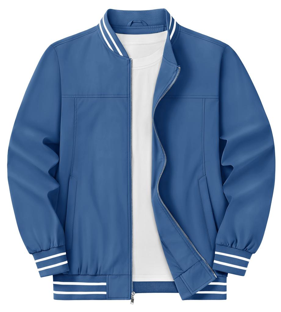 KEFITEVD Men's Windbreaker Jacket Lightweight Waterproof Bomber Coat Blue S
