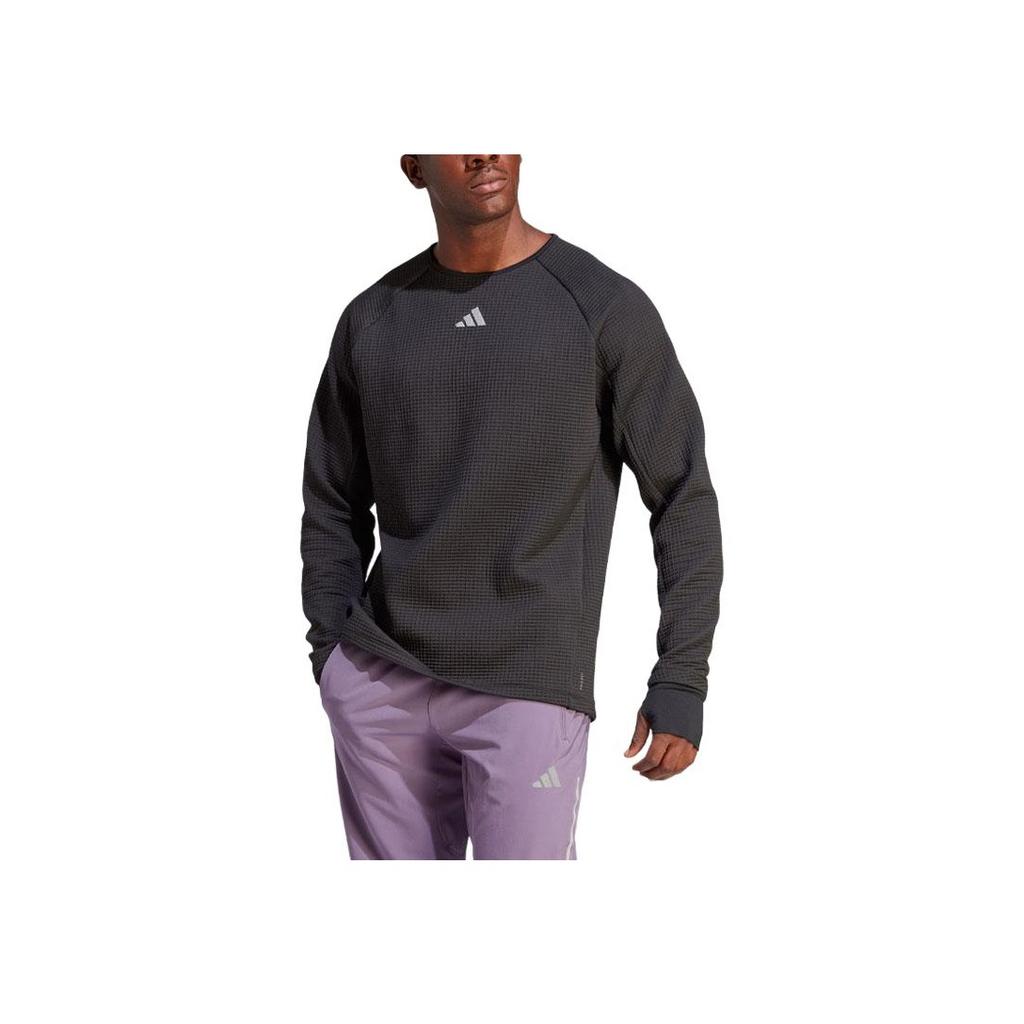 Adidas Conquer The Elements Aeroready Solid Color Logo Crew Neck Long Sleeve T-Shirt Men Tops Black IK4339