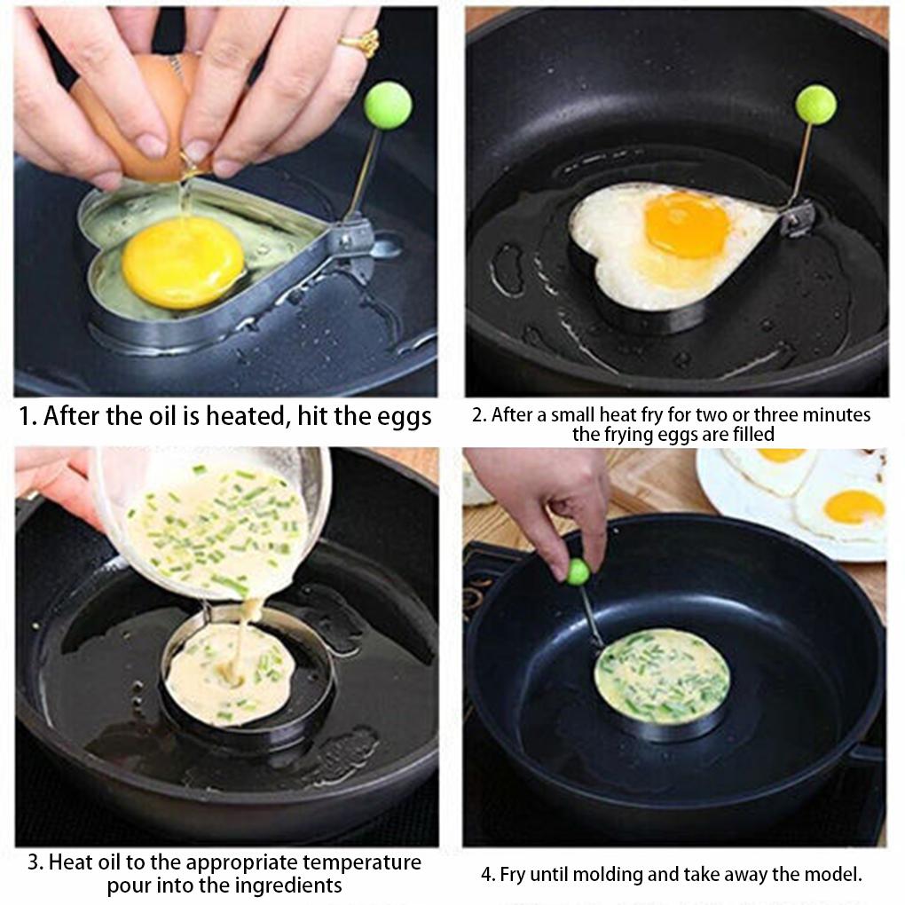 Fried Egg Mold Stainless Steel Kitchen Cooking DIY Anti-scalding Pancake Shaping Mould Frying Cook Pattern Random