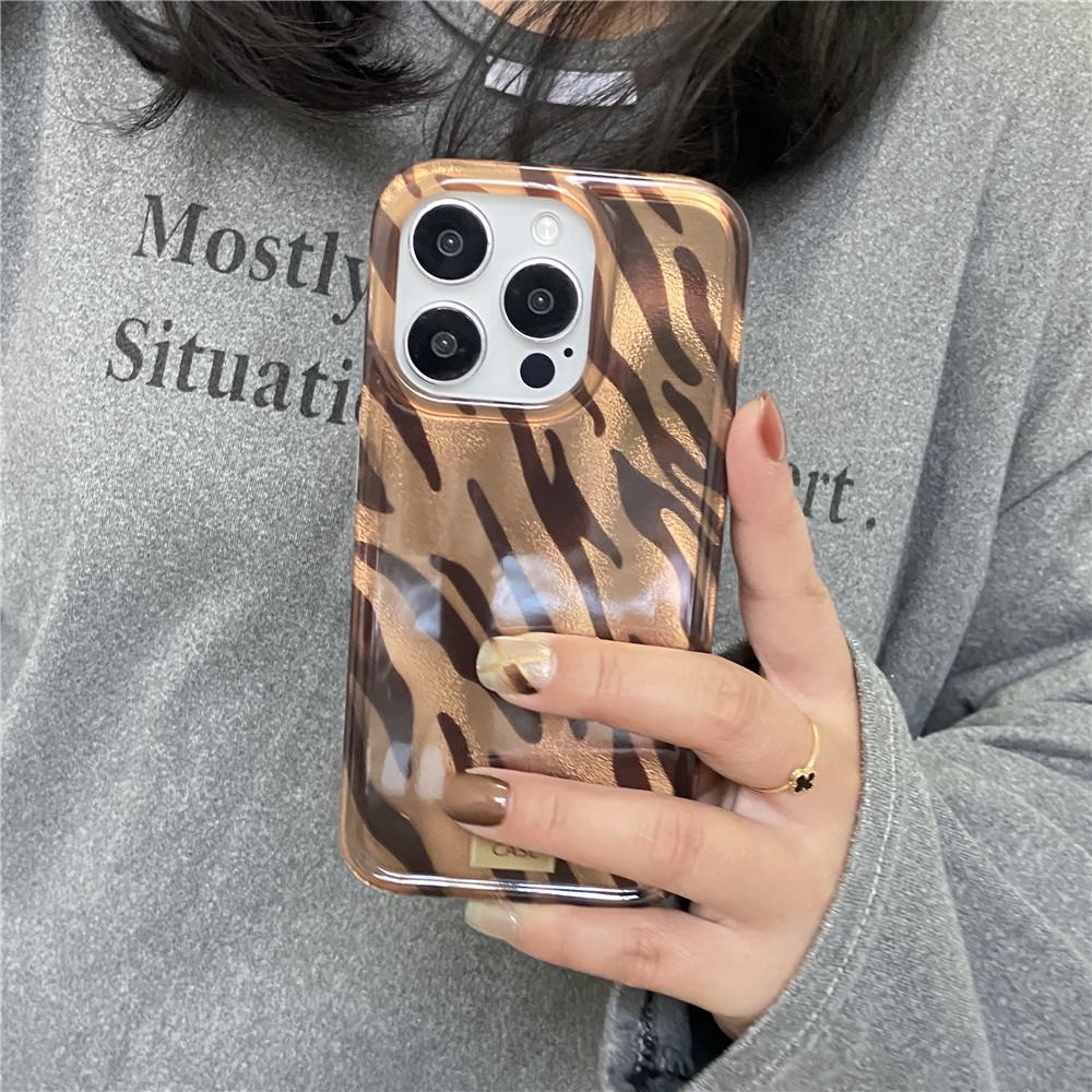 Корейский стиль Чехол для телефона с принтом зебры, коричневый, для iPhone 17/16 Pro Max и 15/14/13, с ощущением высокого качества